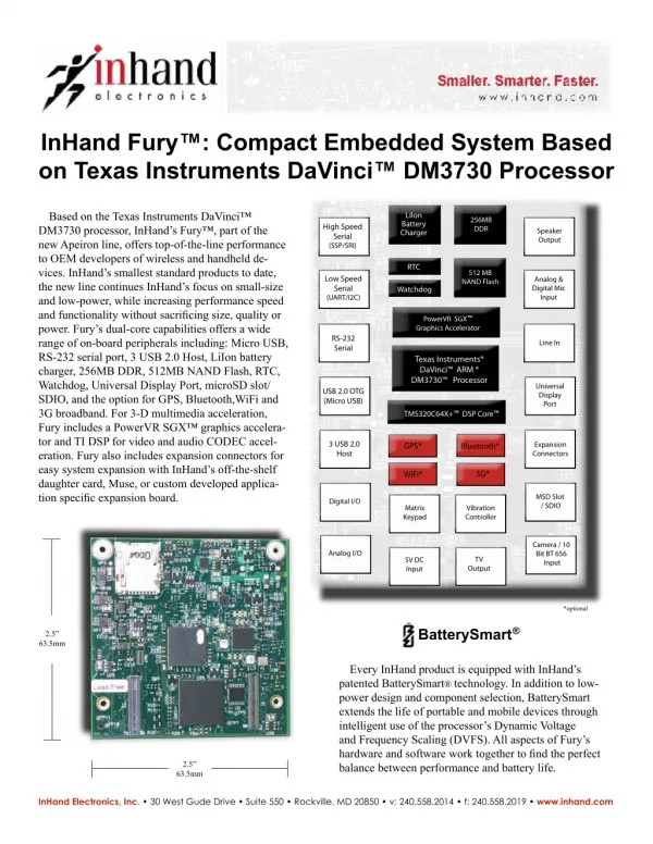 InHand Fury™: Compact Embedded System