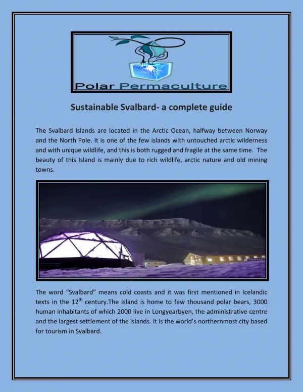 sustainable svalbard a complete guide
