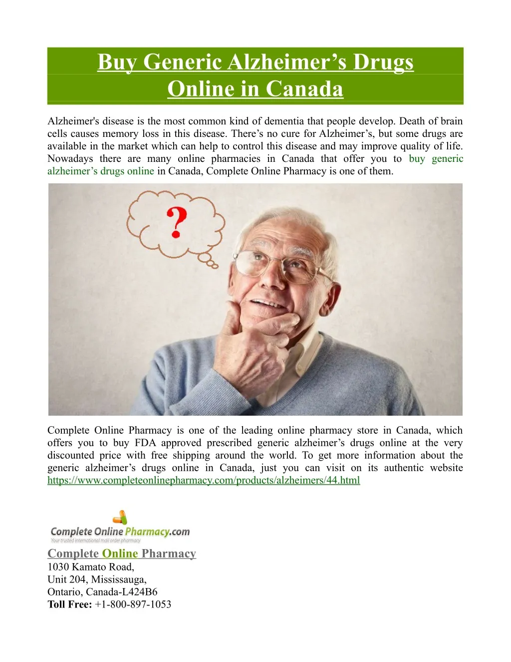 buy generic alzheimer s drugs online in canada