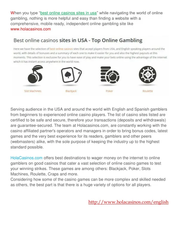 Best online casinos sites in USA
