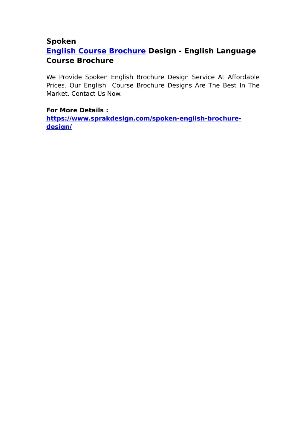 spoken english course brochure