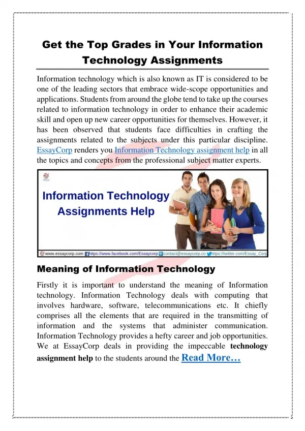 Get the Top Grades in Your Information Technology Assignments