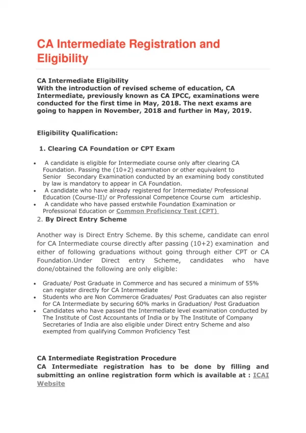 CA Intermediate Registration and Eligibility