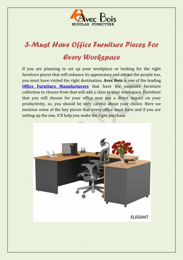 3-Must Have Office Furniture Pieces For Every Workspace