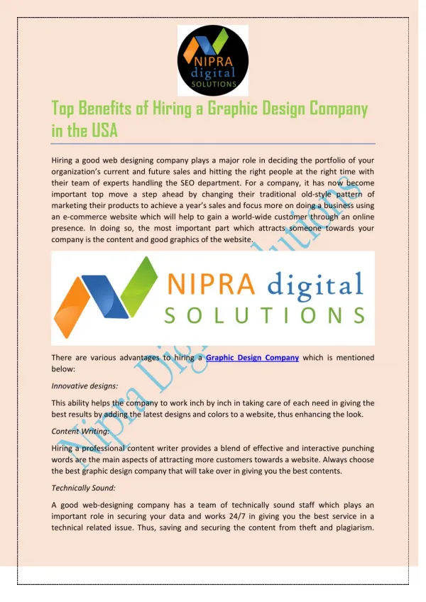Top Benefits of Hiring a Graphic Design Company in the USA