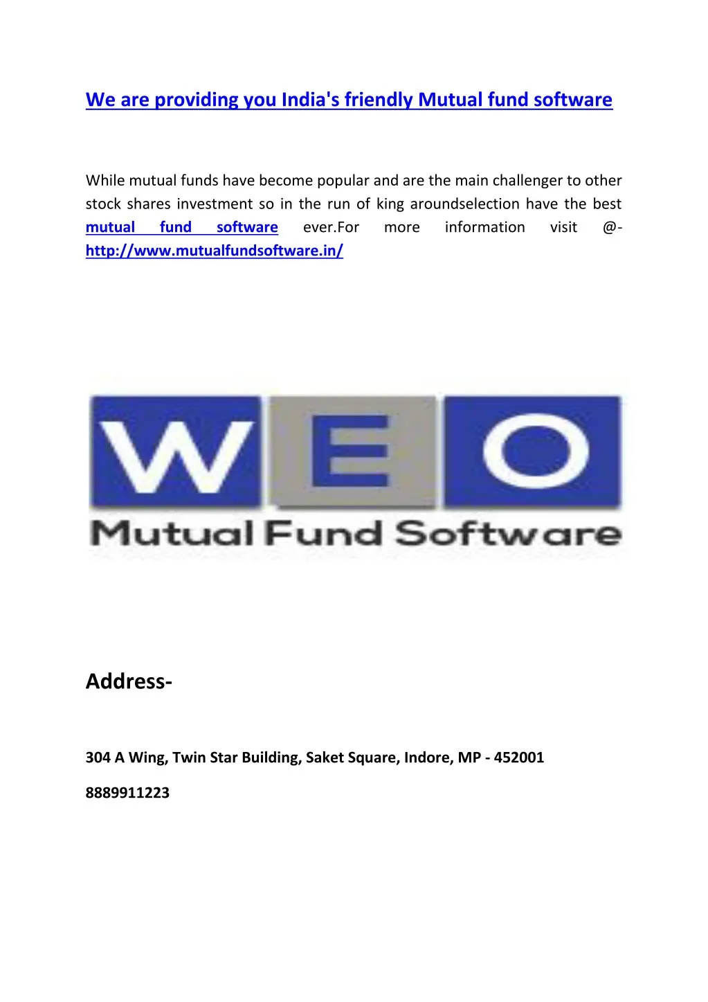 we are providing you india s friendly mutual fund