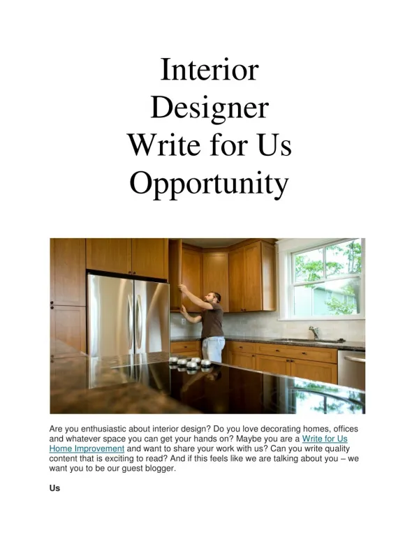 Interior Designer Write for Us Opportunity