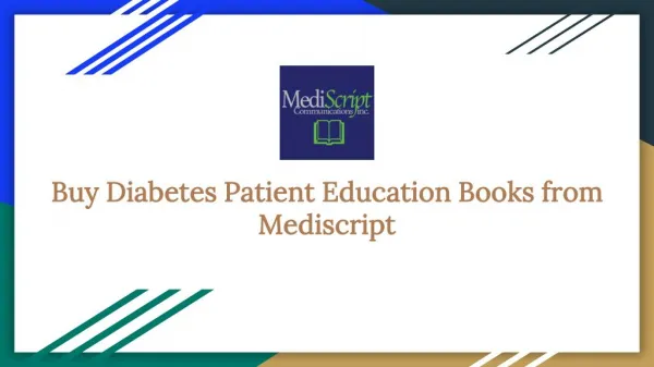 Buy Diabetes Patient Education Books from Mediscript