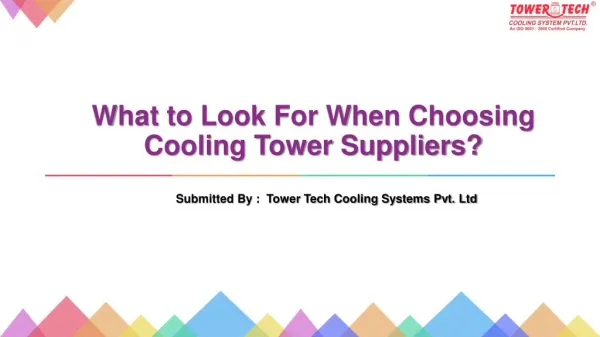 What to Look For When Choosing Cooling Tower Suppliers?