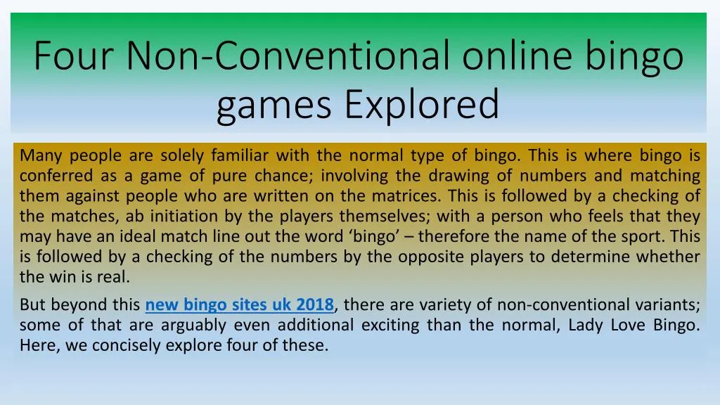 four non conventional online bingo games explored