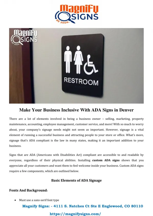 Make Your Business Inclusive With ADA Signs in Denver