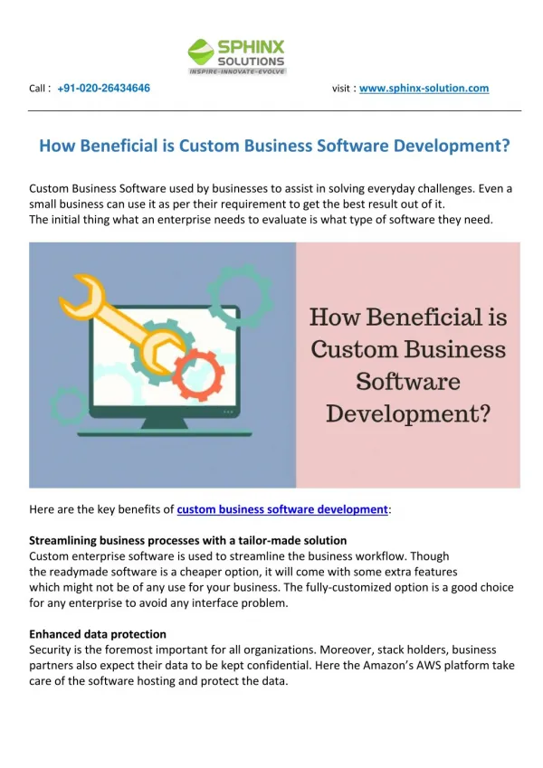 How Beneficial is Custom Business Software Development