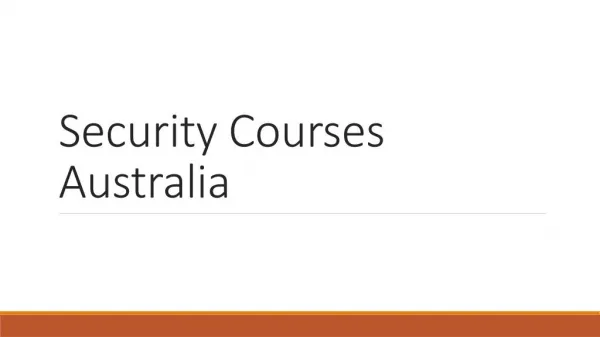 Security Courses Australia