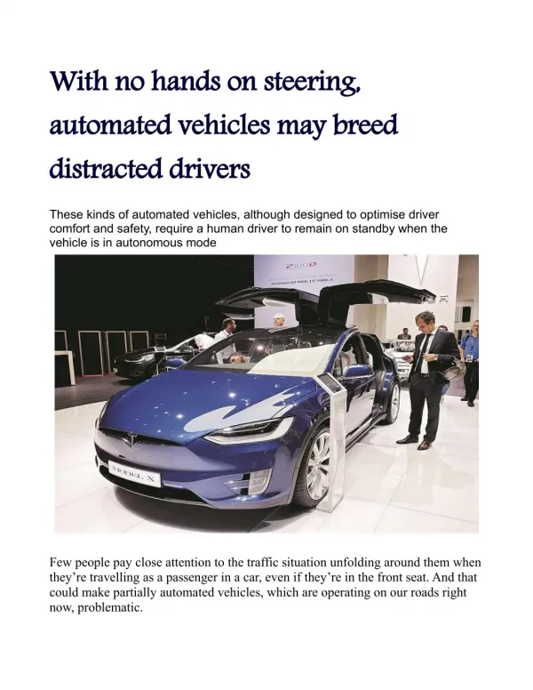 With no hands on steering, automated vehicles may breed distracted drivers