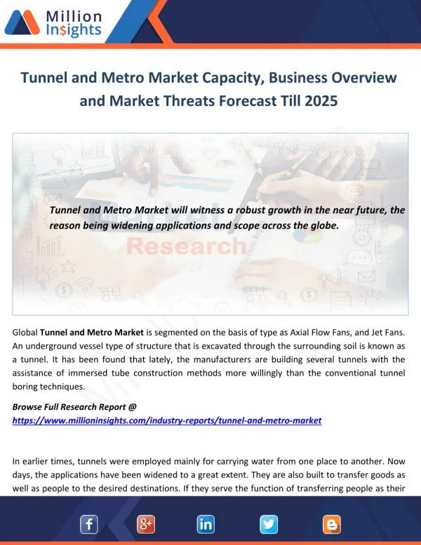 Tunnel and Metro Market Capacity, Business Overview and Market Threats Forecast Till 2025