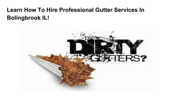 Learn How To Hire Professional Gutter Services In Bolingbrook IL!