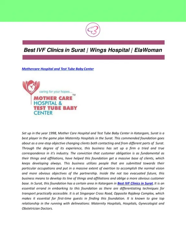 Best IVF Clinics in Surat | Wings Hospital | ElaWoman
