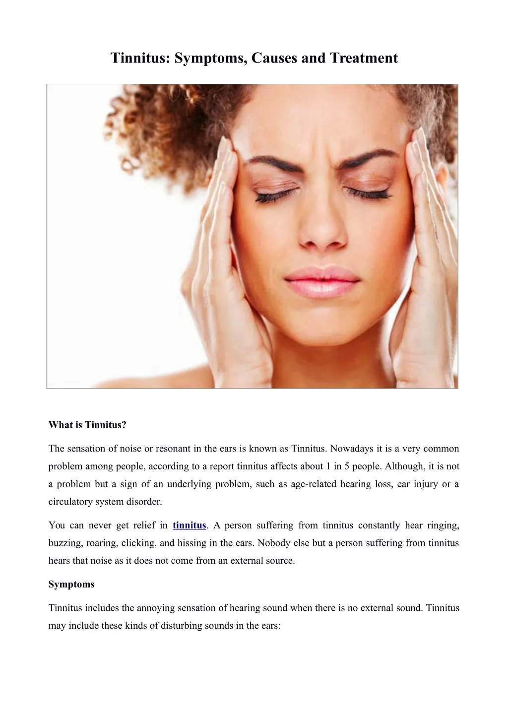 tinnitus symptoms causes and treatment