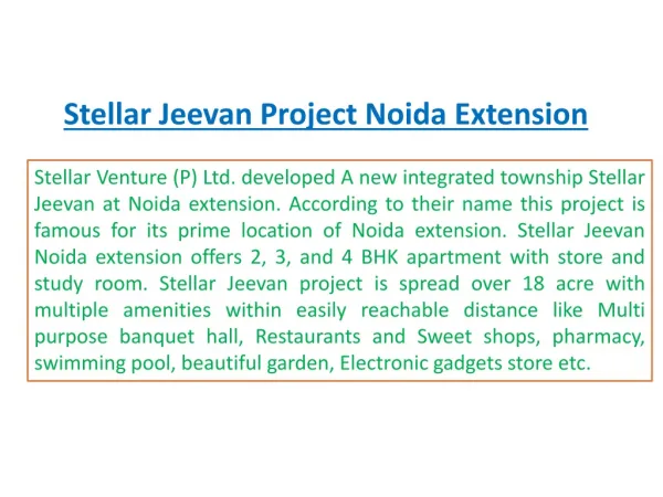 Stellar Jeevan Noida %%+919899303232%% Stellar Jeevan Noida