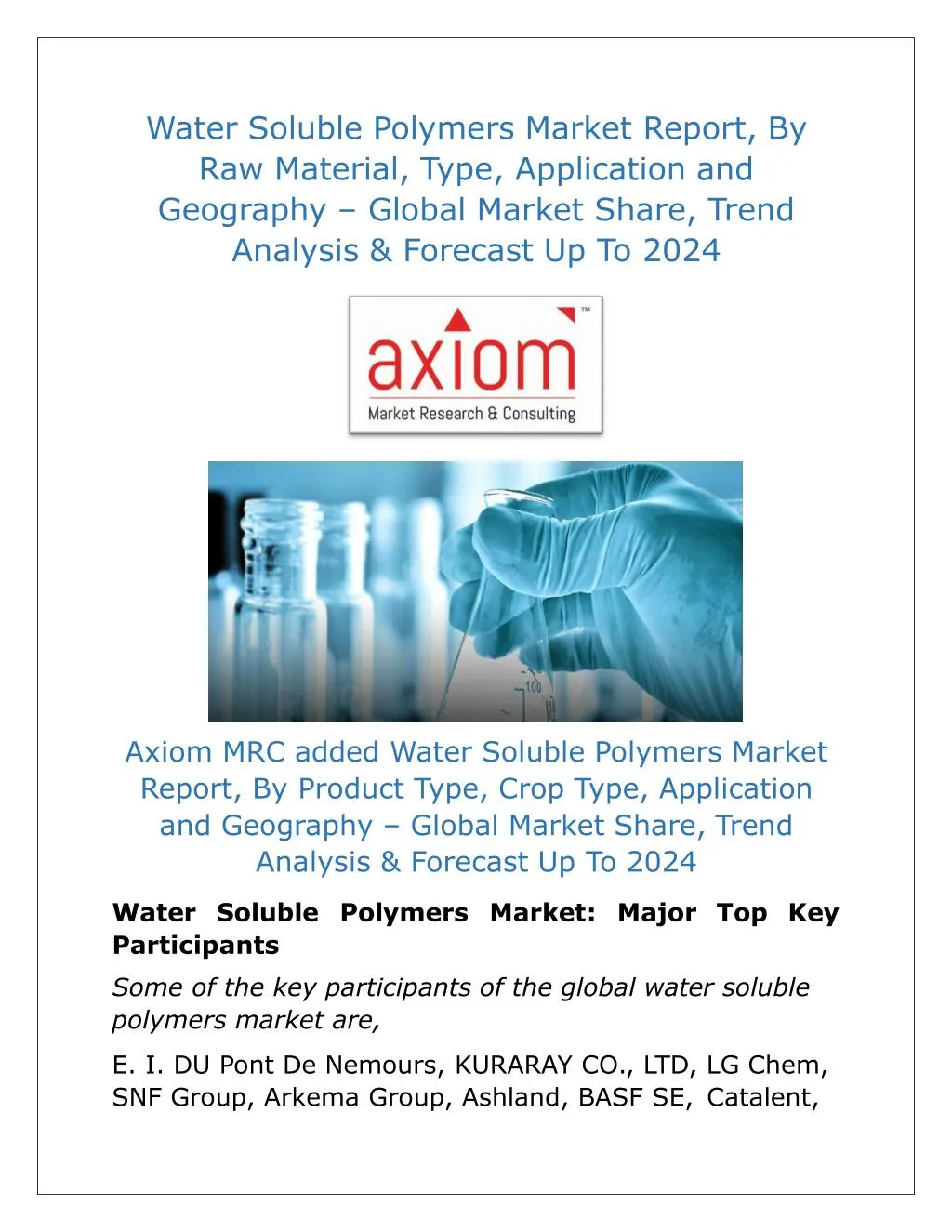 water soluble polymers market report