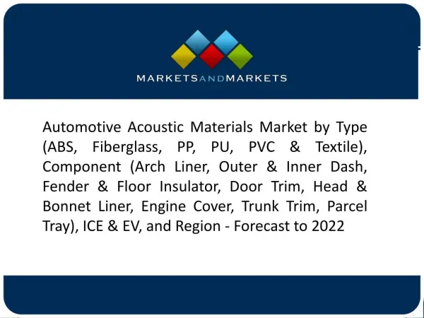 Introduction of Enhanced Comfort and Safety Features Drives the Growth of Automotive Acoustic Materials Market