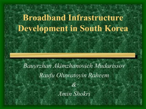 Broadband Infrastructure Development in South Korea