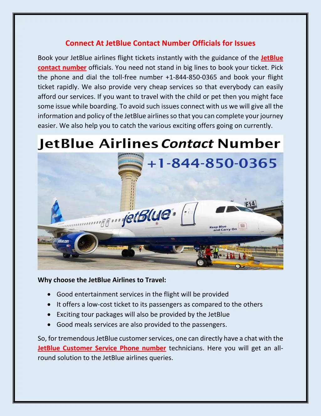 connect at jetblue contact number officials