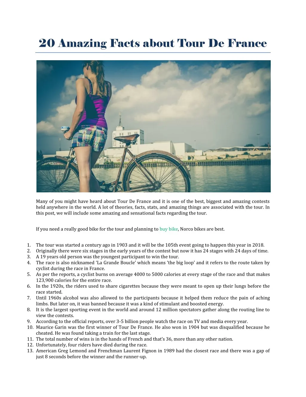 20 amazing facts about tour de france