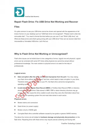 Repair Flash Drive: Fix USB Drive Not Working and Recover Files - slide 1