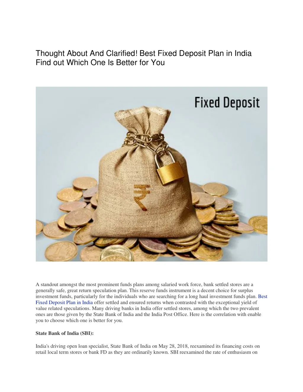 thought about and clarified best fixed deposit