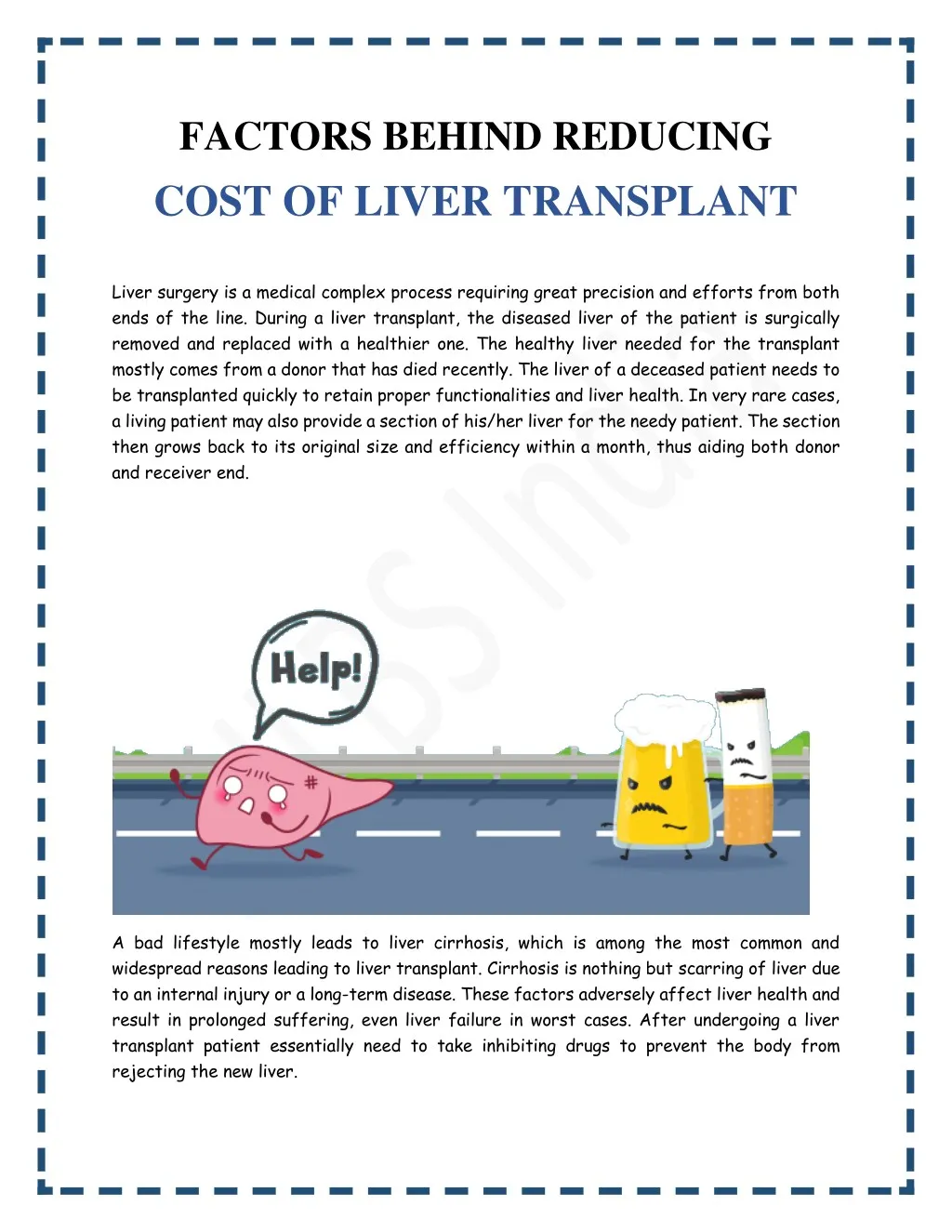 factors behind reducing cost of liver transplant