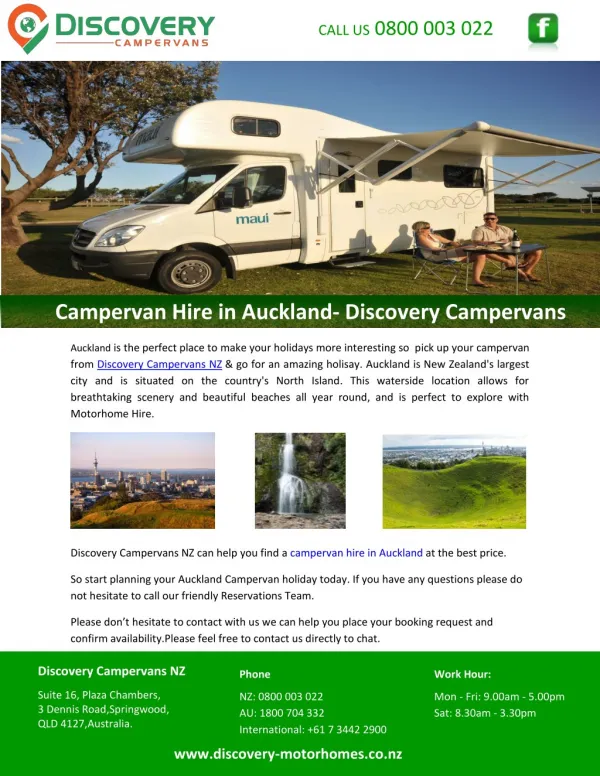 Campervan Hire in Auckland- Discovery Campervans