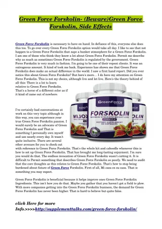 Green Force Forskolin: Warnings, Benefits & Side Effects! - slide 1