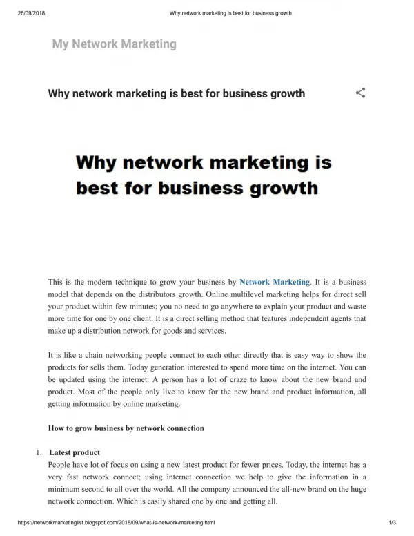 Why network marketing is best for business growth