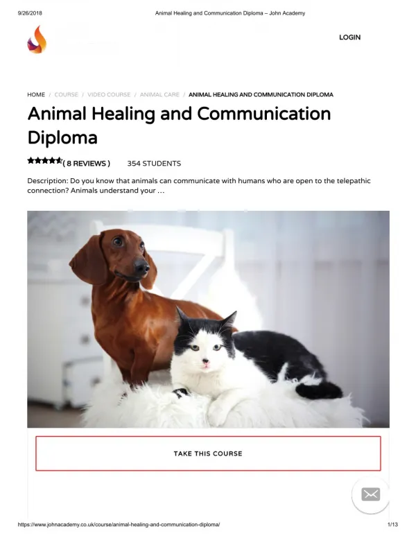 Animal Healing and Communication Diploma - John Academy