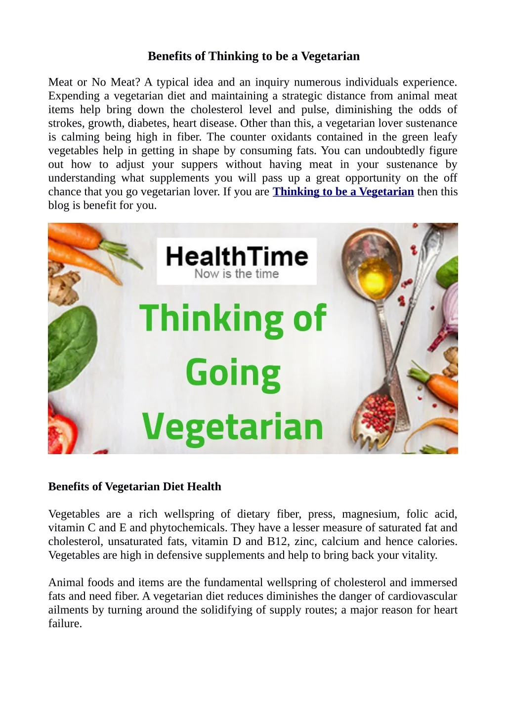 benefits of thinking to be a vegetarian