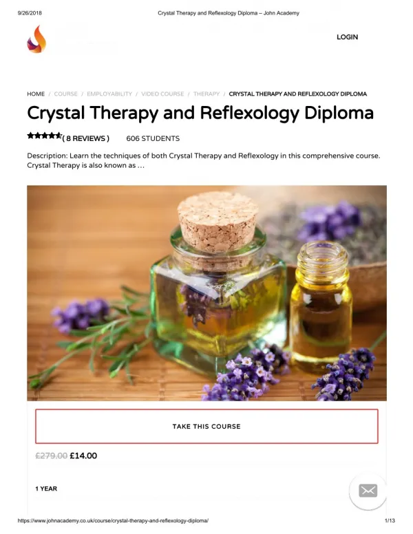 Crystal Therapy and Reflexology Diploma - John Academy
