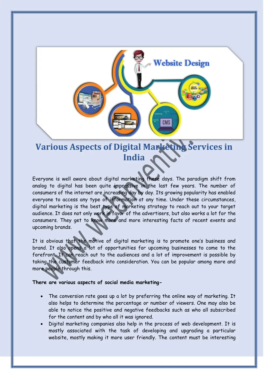 various aspects of digital marketing services