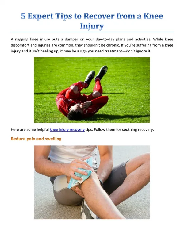 5 Expert Tips to Recover from a Knee Injury