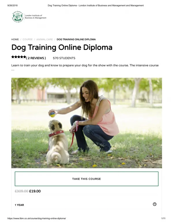 Dog Training Online Diploma - LIBM