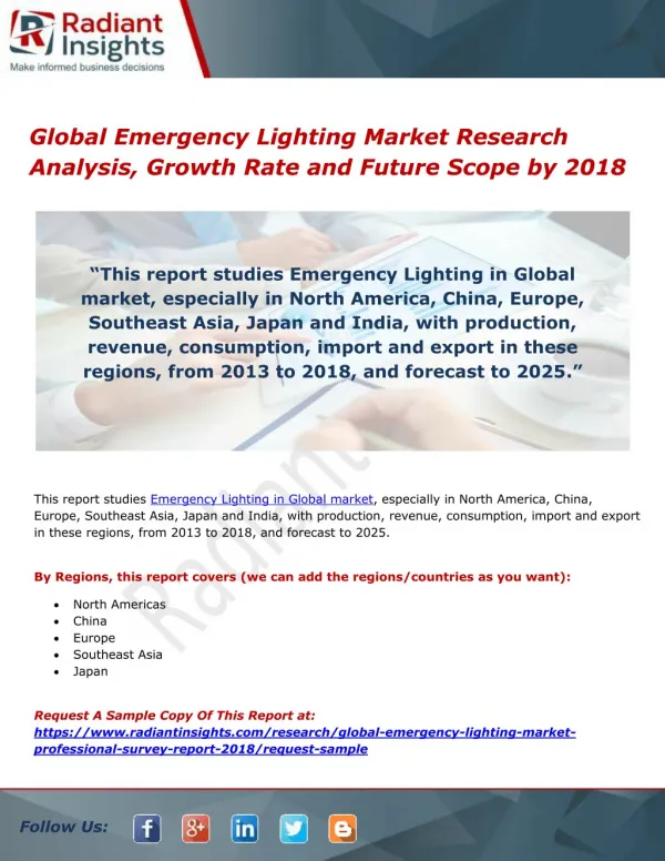 Global Emergency Lighting Market Research Analysis, Growth Rate and Future Scope by 2018