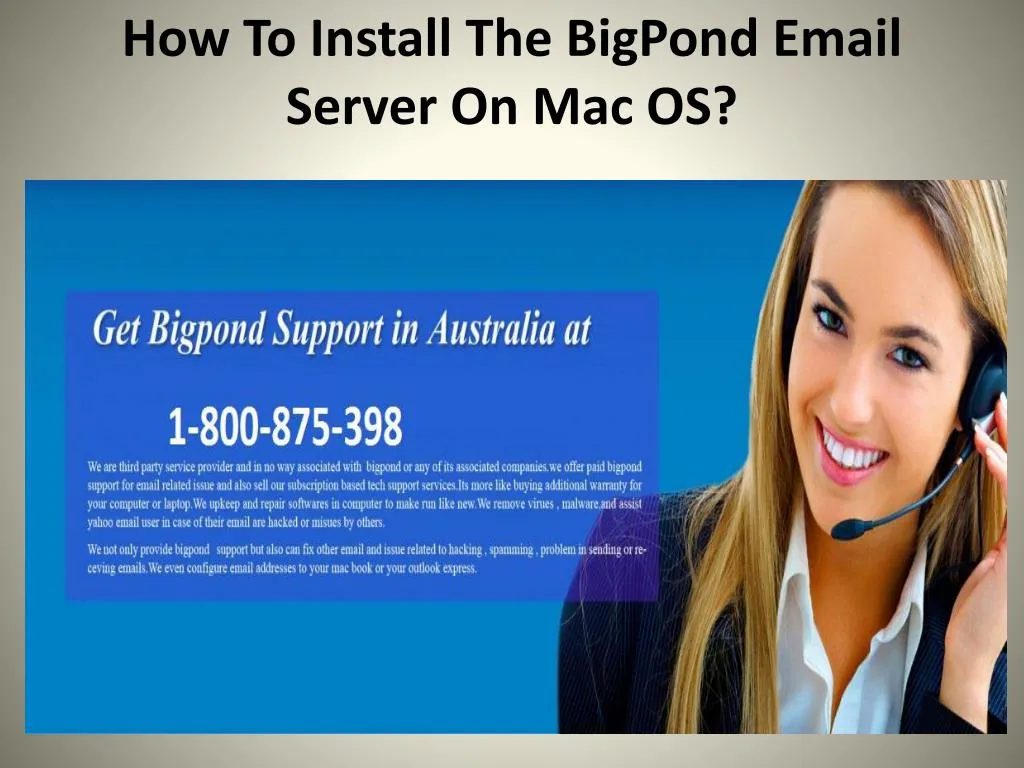 how to install the bigpond email server on mac os