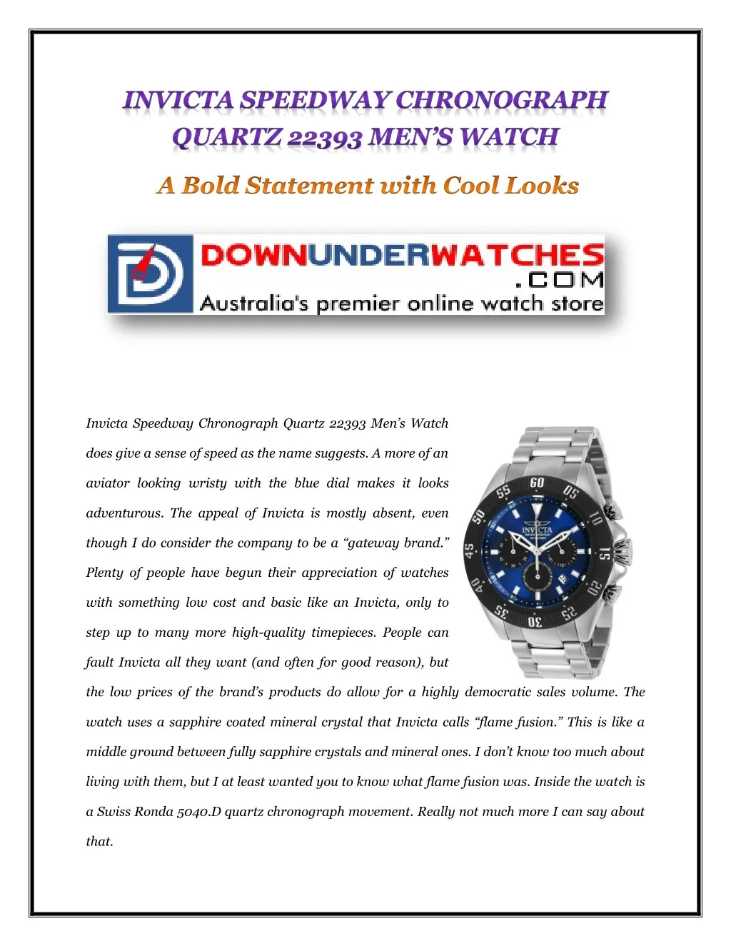 invicta speedway chronograph quartz 22393