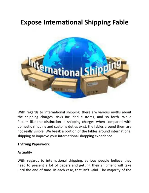 Expose International Shipping Fable