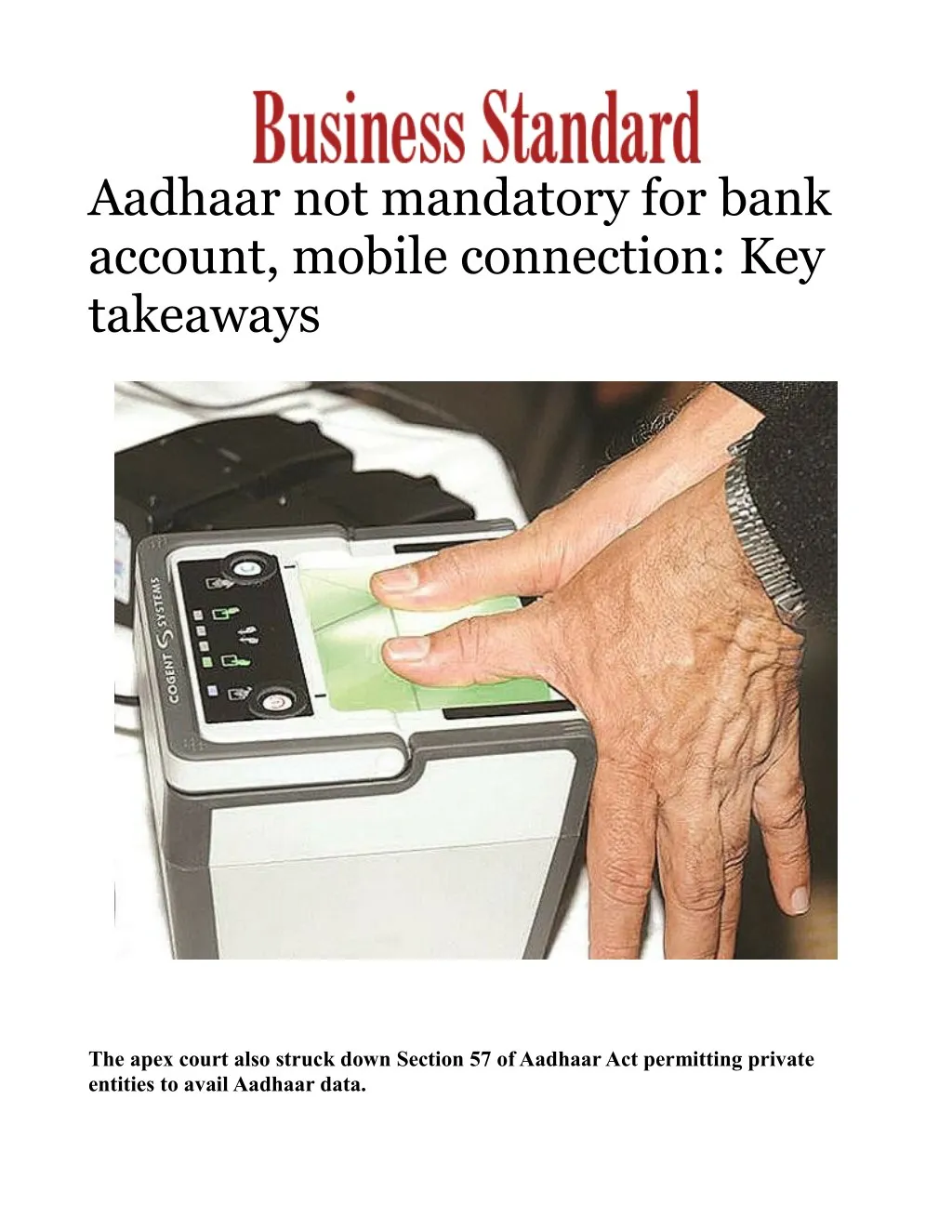 aadhaar not mandatory for bank account mobile