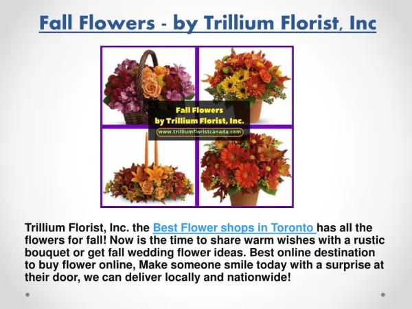 Fall Flowers - by Trillium Florist, Inc. | Best Florist in Toronto