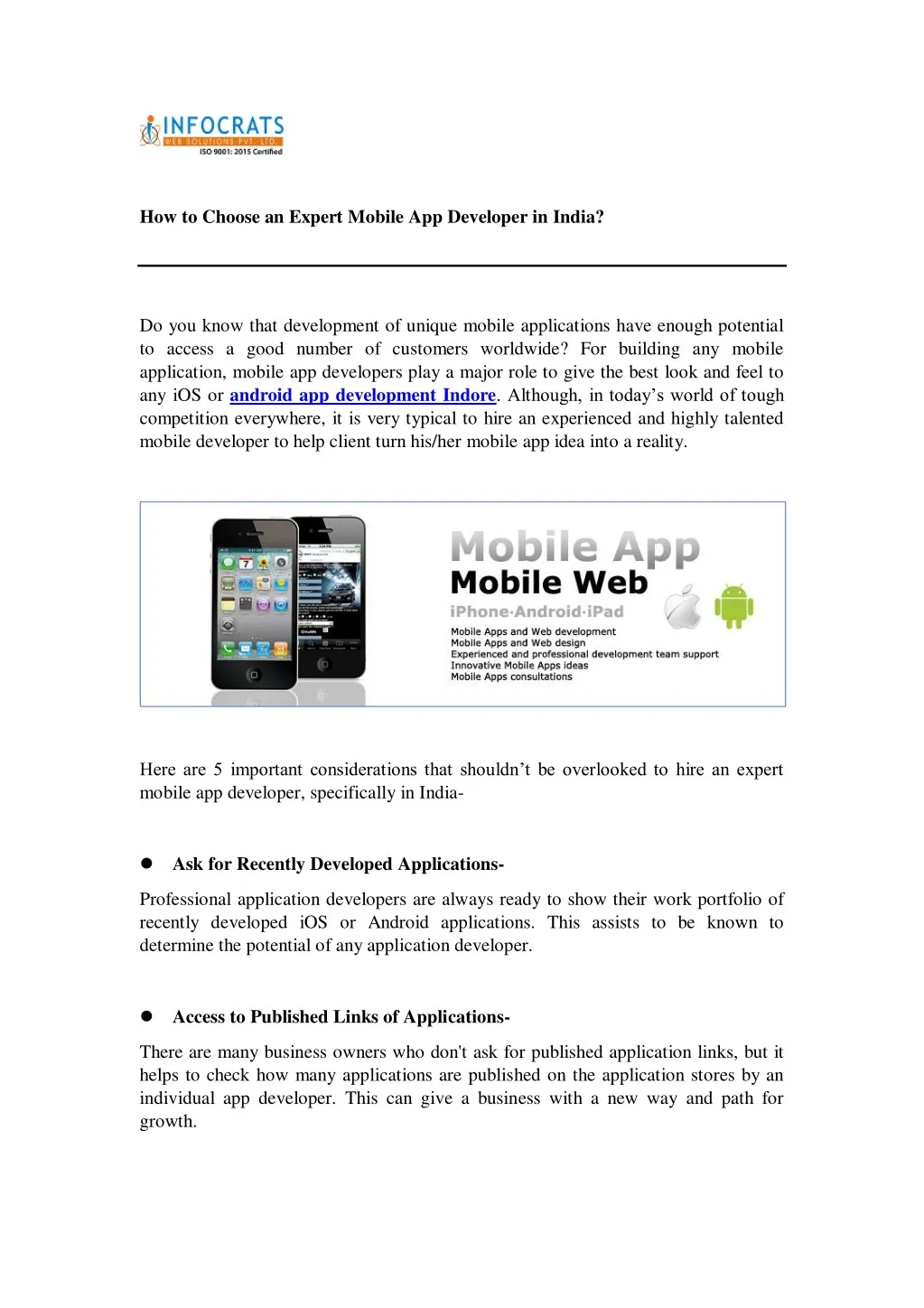 how to choose an expert mobile app developer