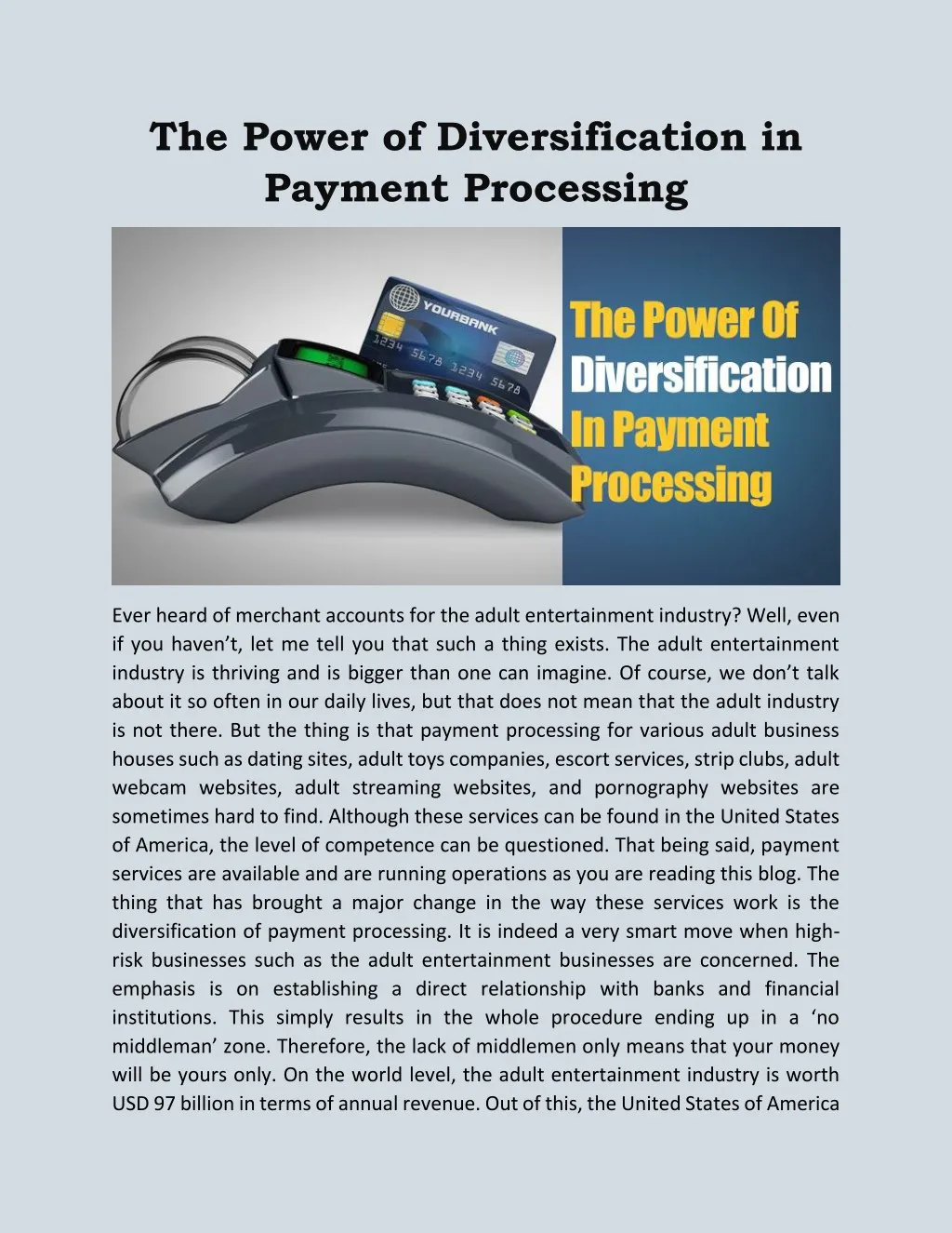 the power of diversification in payment processing