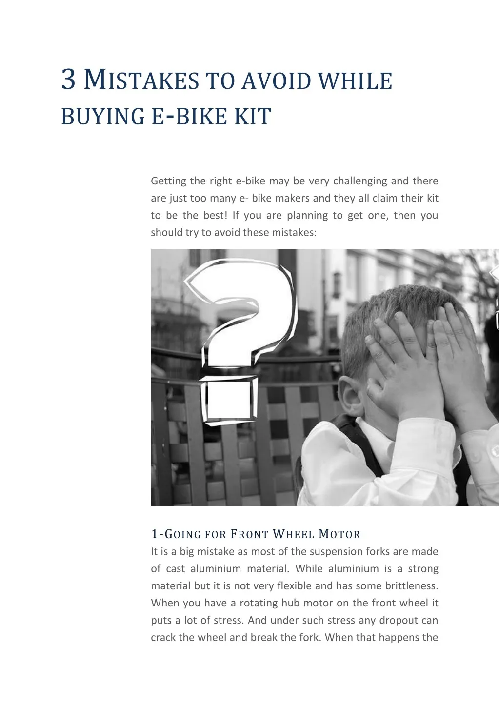 3 m istakes to avoid while buying e bike kit